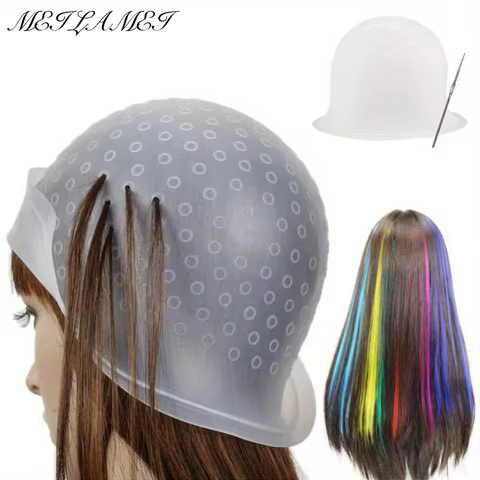 1pcs Silicone Hair Coloring Cap Hook Needle Pink Professional Dyeing Tool Highlight Dyeing Frosting Dyeing Hats Barber Hair 12 best sales thermal cap - №4