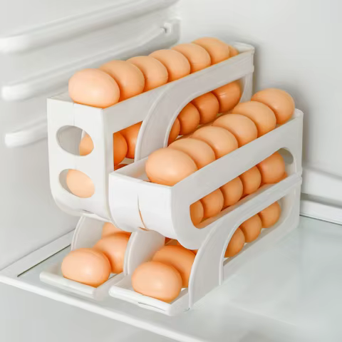 3 Layer / 4 Layer Automatic Egg Roller New Household Kitchen Dedicated Egg Roller Rack Space Saving Large Capacity Egg Organiser 8 best sales kmart kitchen storage - №4