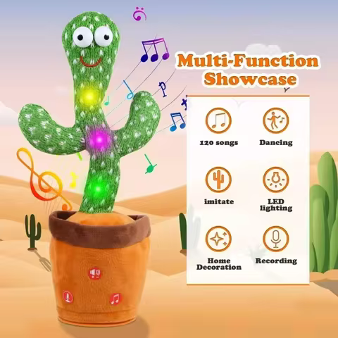 Sunshine Cactu Children's Electronic Plush Toy Dancing and Talking Cactu Children's Birthday Party Christmas Gift with 120 Songs 8 best sales cactus dancing toy - №8