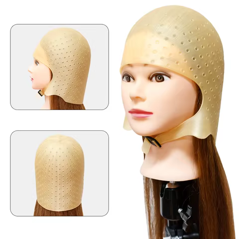Hairdressing Hair Dyeing Caps With Metal Hooks Professional Barber Silicone Hair Dye Cap Barbershop Salon Styling Tools 12 best sales thermal cap - №5