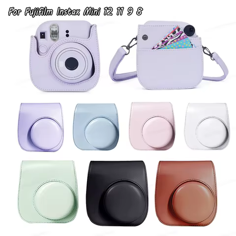 Instant Camera Bags PU Leather Camera Case Cover Storage Bag Protector Pouch Accessories for Fujifilm Instax Mini 12/11/9/8 8 best sales instax mini 11 case - №5