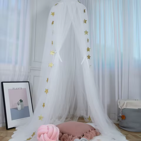 Nordic Princess Crown Dome Tent Mosquito Net 7-layer Mesh Bed Curtain Children's Room Decoration Girl Pink Crib Canopy Beds Kids 8 best sales curtain bed - №1
