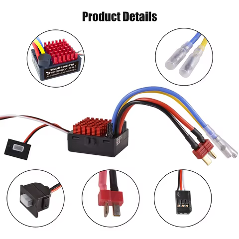 9IMOD 1060 RTR 60A ESC Brushed Electronic Speed Controller 2-3S LiPo Waterproof BEC 6V3A for 1/10 Axial SCX10 TRX4 TRX6 D90 HPI 8 best sales wl toys 12428 - №7