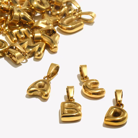 E.B.belle Mini Bubble 26 Letter Pendant Tarnish Free Stainless Steel Charms 18K Gold Plated Keychain Accessories for Jewelry 12 best sales gold plated charm - №10