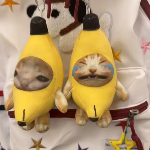 Banana Cat Doll Pendant Keychain Crying Happy Banana Cat Plush Pendant With Sound Toy Car Bag Funny Pendant Keyring Gifts Kids 12 best sales banana toy - №2