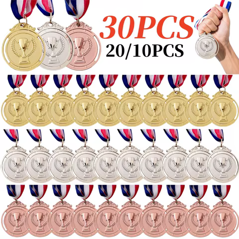 Winner Reward Gold Silver Bronze Award Medal with Neck Ribbon 1st 2nd 3rd Prize Medal for Sport Competition Prize Medal Souvenir 8 best sales medals - №8