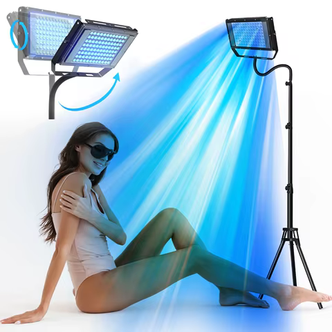 Ultraviolet Tanning Lamp 50W Tripod Solarium Lamp for Tanning Body 48PCS Blue Light Lamp Wavelength 460nm & 480nm Skin care 8 best sales starbody tan - №6