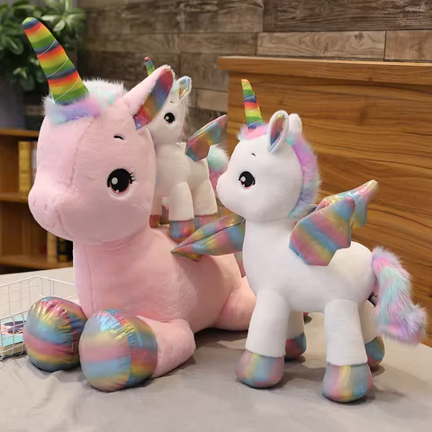 Huggable Soft Cute Unicorn Dream Rainbow Plush Toy High Quality Pink Horse Sweet Girl Home Decor Sleeping Pillow Gift For Kids 12 best sales dildo double horse - №1