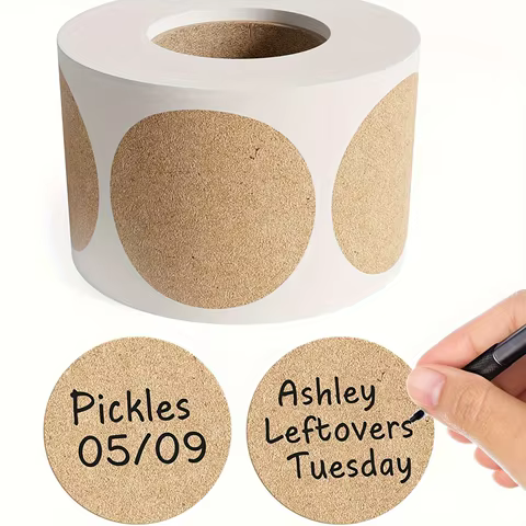 500 pcs / 1 roll ,kraft round self-adhesive label paper items classification name stickers personalized labels 10 best sales paperduck - №1