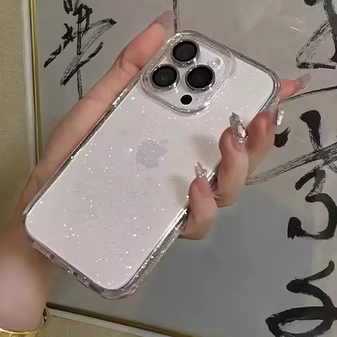 Luxury Bling Glitter Clear Phone Case For iPhone 16 15 14 13 12 11 Pro Max X XR XS 7 8 Plus Shockproof Transparent Soft Cover 10 best sales clear case - №8