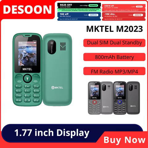 MKTEL M2023 Feature Phone with 1.77inch Display 800mAh Battery Dual SIM FM Radio Flashlight 0.08Mega Camera Senior Phone 10 best sales phone with buttons - №1