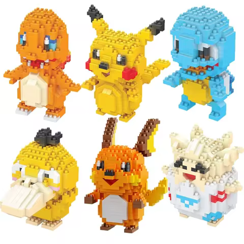 DIY Pokemon Blocks Small Cartoon Mini Building Block Pikachu Charizard Eevee Mewtwo Anime Assemble Action Model Dolls Toys 8 best sales mould king harry potter - №4