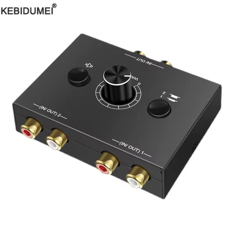 2 X 1/1 X 2 RCA Stereo Audio Bi-Directional Switcher With Mute Button Portable L / R Stereo Audio Switch Audio Splitter 10 best sales rca switch selector - №7
