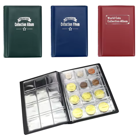 NICEYARD 120/60 Pockets Artificial PU Leather Coins Collection Album Book Collecting Money Organizer Storage Bags PVC Film 12 best sales album for banknotes - №2