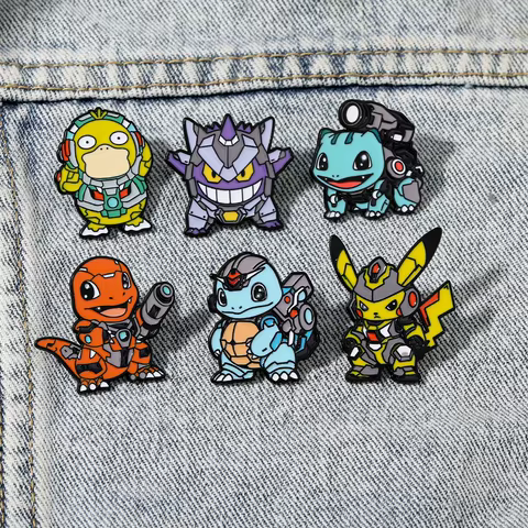6pcs Set Anime Pokemon Enamel Pins - Pikachu Squirtle Gengar Funny Cosplay Brooches Cartoon Badges Lapel Pin Collection for Fans 8 best sales insignia pokemon - №6