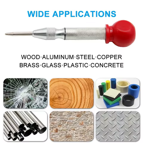 Silver Automatic Spring Loaded Center Punch Glass Breaker Window Puncher Drill Bit Center Punch Eyelet 10 best sales customized hole punch - №9