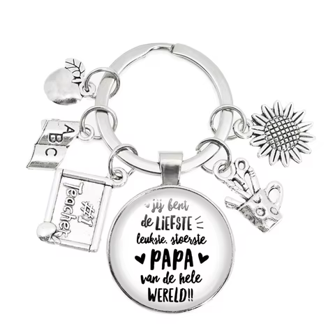 New VOOR DE Liefste Juf Sleutelhanger Glass Keychain Anneau Porte Clef Bedankt Juf Cadeau Thank You Dear Teacher Gift Jewelry 10 best sales thank you gifts - №7