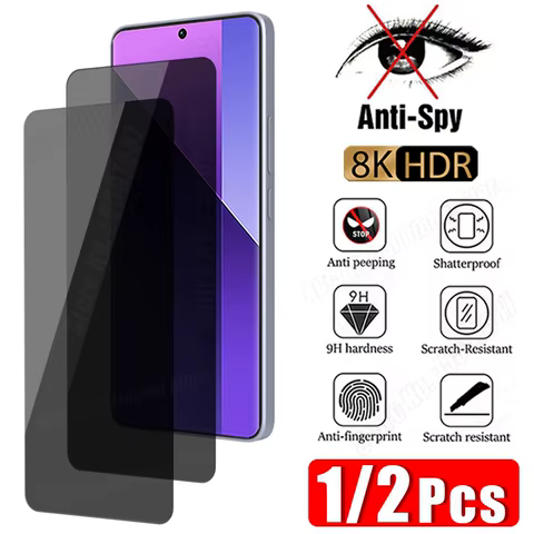 2PCS 1PC Privacy Glass for Redmi Note 12 11 10 9 8 Pro Plus 5G 11S 10S 9S 7 Anti-spy Protective Glass for Redmi 10 9 9A 9C 10C 12 best sales redmi note 10 pro glass - №12