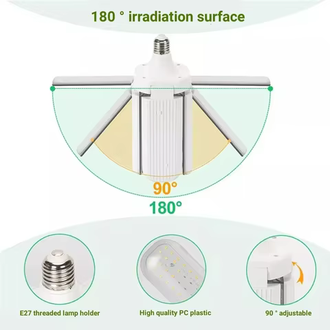 24/36/48W Fan Leaf Foldable LED Grow Light Full Spectrum E27 Plant Growing Light Phytolamp Bulb Indoor Plants Flower Seedling 8 best sales growbox 40x40 - №6