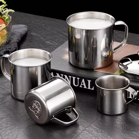 Stainless Steel Cup Portable Coffee Cup Camping Travel Mug Metal Coffee Mug Water Drinking Cup Milk Tea Cup Tumbler Water Mug 6 best sales mug metal - №2