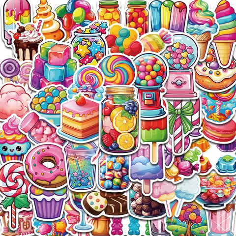 50PCS Rainbow Candy Creative Stickers Painting Aesthetic Cute Style Retro Laptop Scrapbooking Luggage Graffiti Waterproof Decals 10 best sales strawberry shortcake stickers - №5