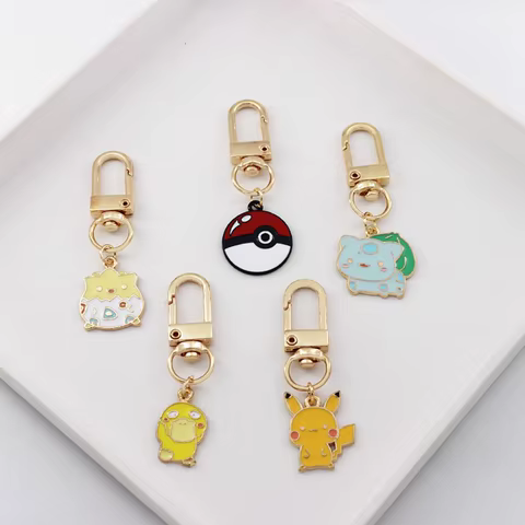 Pokemon Anime Figure Pikachu Eevee Jigglypuff Togepi Charmander Metal Keychain Bag Key Ring Pendant Children's Birthday Gift 6 best sales eevee keychain - №5
