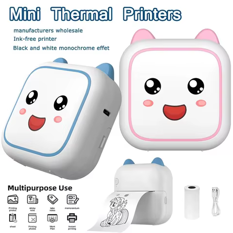Mini Smile Printer Inkless With Thermal Paper Adhesive Photo Label Recorder Graffiti Printing Bluetooth Wirelss Maker For Home 6 best sales video maker - №3