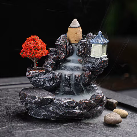Backflow Incense Holder Waterfall Incense Burner Home Decor Aromatherapy Ornament Incense Cones with Backflow Incense Cones 10 best sales fall decoration - №2