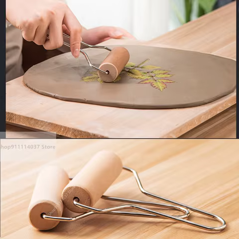 Pottery Art Solid Wooden Pushing Clay Roller Polymer Clay Forming Tools Surface Trimming Rolling Roller Stick DIY Pottery Tools 10 best sales wood clay - №7