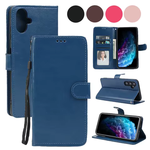 Leather Phone Case For Samsung Galaxy A06 A05 A05S A04E A02 A04 A04S A16 A15 A25 A35 A55 A54 A34 A24 Card Slot Flip Wallet Cover 12 best sales samsung a15 flip case - №1
