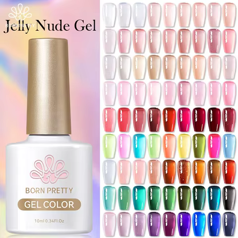 BORN PRETTY 10ml Jelly Nude Gel Nail Polish 50 Colors Semi Transparent Nail Art Nail Supplies Soak off UV LED Nails Gel Varnish 10 best sales clear nail polish - №2