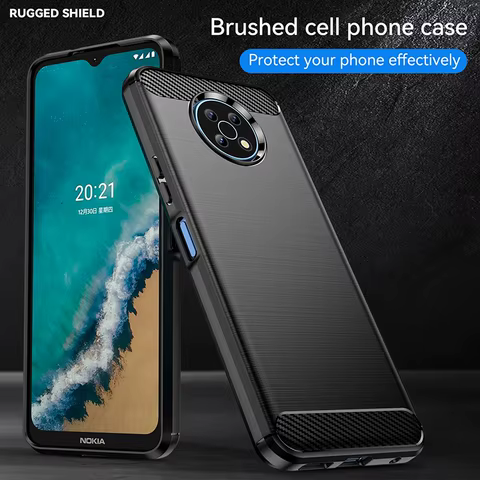 Carbon Fiber Silicone Case Funda For Nokia G50 G20 G10 G21 G11 XR20 X71 X100 X20 X10 C21 Plus Brushed Texture Thin Cover Case 8 best sales nokia g10 black case - №3