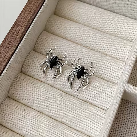 New Gothic Retro Old Spider Zircon Earrings Women Fashion Design Black Zircon Earring Party Jewelry Gifts 10 best sales spider earrings - №10