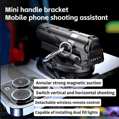 3 in 1 Smart Phone Tripod Selfie Stick for Cellphones Magnetic Hand Grip Mini Handle Bracket Stand for Vlog Live Broadcast 6 best sales tripod handle - №2