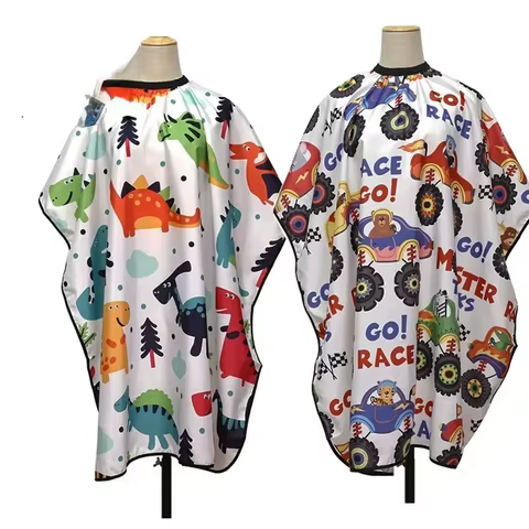 Kids Cartoon Haircut Hairdresser Cape Professional Hair-Cut Salon Barber Wrap Waterproof Cutting Gown Hair Care Styling Supplies 10 best sales salon capes - №5