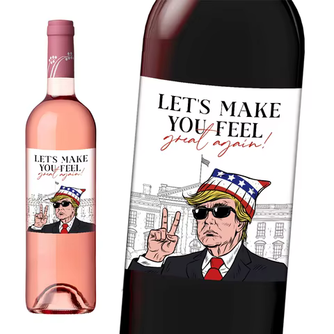 4pcs Funny Trump Wine Bottle Labels Sticker, Let's Make you Feel Great Again,Funny Novelty Wine Bottle Stickers,Party Decoration 10 best sales trump stickers - №6