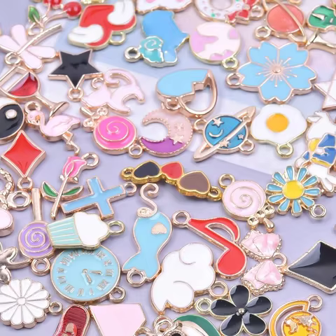 50Pcs/Lot Random Mix Styles Animal Flower Heart Charms Assorted Enamel Fruit Pendant Handmade DIY Jewelry Making Wholesale Bulk 12 best sales bullet charm - №8