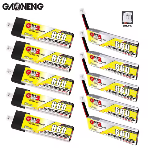 5PCS Gaoneng GNB 660mAh 3.8V 1S 90C/180C HV 4.35V Light Weight Lipo Battery PH2.0 Plug For Emax Tinyhawk Mobula7 LDARC TINY7 10 best sales battery emax - №8