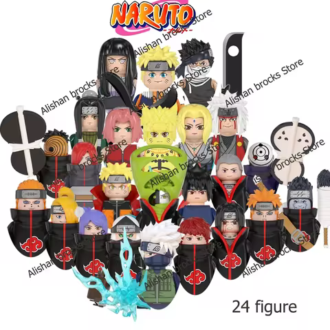 WM6105 6106 Narutoe Sasuke Kakashi Akatsuki bricks Building Blocks Anime cartoon blocks Action Figures Heads Assembly kids Toys 10 best sales lego manga - №1
