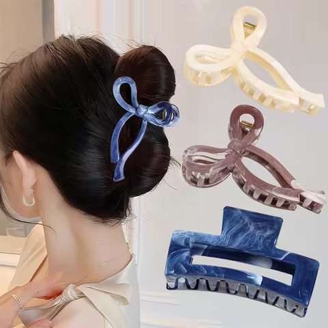 Ponytail Acrylic Hair Claw Grab Bow Large Hair Clip Geometric Hollow Square Hairpins Barrettes for Women Girls Hair Accessories 8 best sales square hair claw - №7
