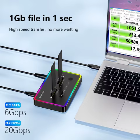Blueendless offline clone Dual Protocol m.2 ssd case Ssd Docking Station Type C 10Gbps for PCIe NVME or sata 2 bay SSD enclosure 12 best sales m.2 dock - №8