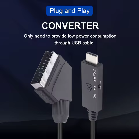 1080P SCART to HDMI Video Audio Converter Adapter Cable Male to Male SCART Input to HDMI Output for HDTV Sky Box STB Plug Play 8 best sales scart - №2