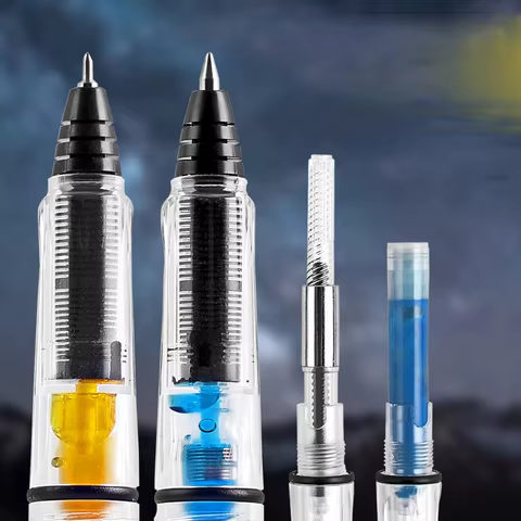 High Quality Piston Fountain Pen Transparent White bullet Needle 0.38mm 0.5mm Stationery Office School Supplies 6 best sales fountain pen accessories - №3