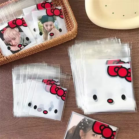 100Pcs Sanrioed Hello Kitty Printed Ziplock Bag Star Card Packing Self-Sealing Storage Bag Cartoon Disposable Candy Sealable Bag 10 best sales hello kitty packaging - №5