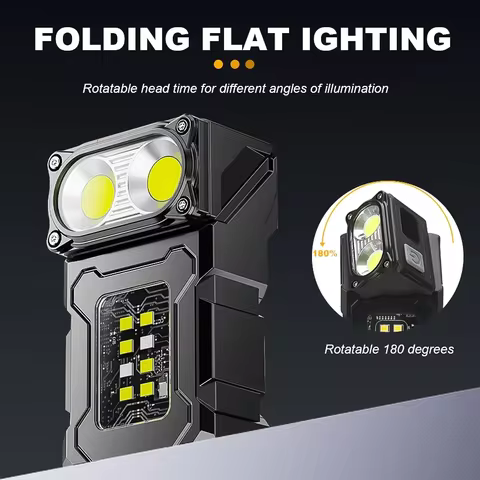 Mini Portable LED COB Flashlight Head Rotation Magnetic Torch Built-in Battery USB Rechargable Outdoor Camping Emergency Lantern 10 best sales msa helmet - №10