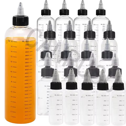 30ml-500ml Empty Hair Dye Bottle Measured Twist Top Cap Refillable Squeeze Container With Graduated Scale For Tattoo Pigment Ink 10 best sales spongeless ink cartridge - №4