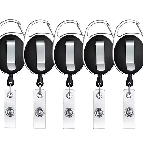 5PCS Retractable Reel ID Lanyard Name Tag Card Badge Support Key Chain Anti-Lost Clip Nurse Office Supplies 8 best sales id badge reels - №8
