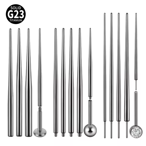 G23 Titanium 14/16/18/20G Insertion Pin Taper for Thread Jewelry Nostril Piercing Taper Push in Earrings Body Piercings Tool 10 best sales prince albert jewelry - №4
