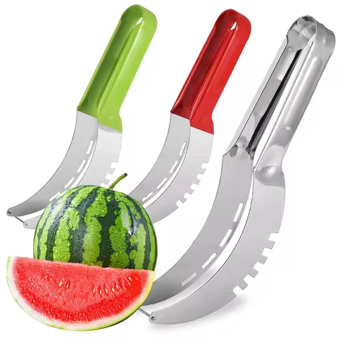 Stainless Steel Safe Efficient Watermelon Slicer Server with Non-Slip Handle Fruit Divider Watermelon Slicer Cutter Fruit Tools 12 best sales melon slicer - №8