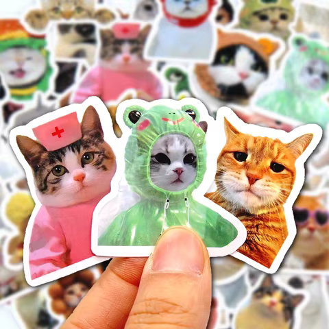 10/50/100pcs Funny Cat Stickers Cartoon Cute Decals Toy Stationery Guitar Phone Bicycle Laptop Luggage Car Graffiti Kids Sticker 6 best sales stickers girls - №3